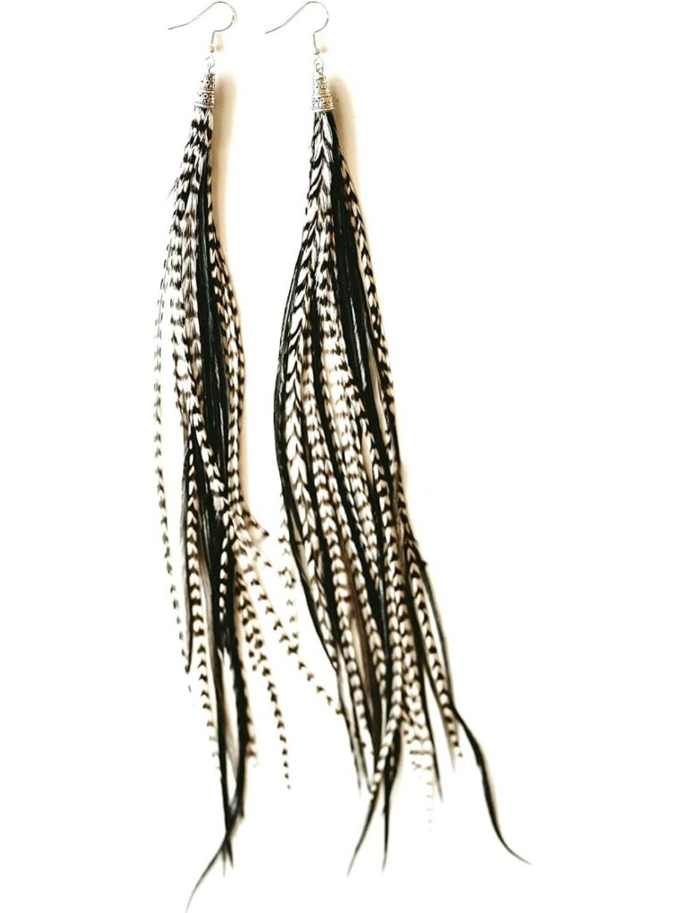 Handmade Bohemian Long Lightweight Feather Dangle Earrings for Women